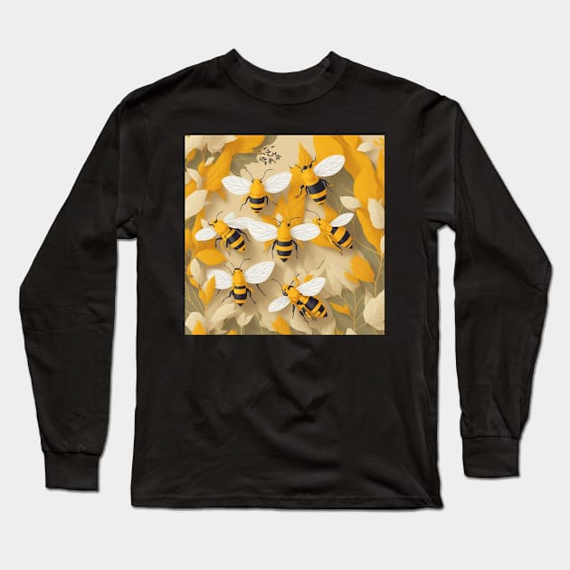 Honey bees pattern Long Sleeve T-Shirt by JEWEBIE